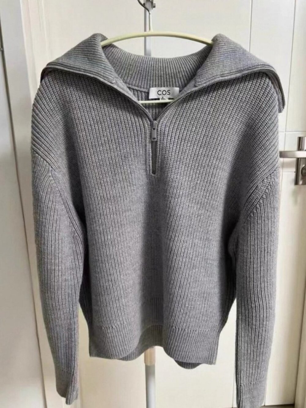 COS Grey Half-Zip Wool Blend Sweater Size XS